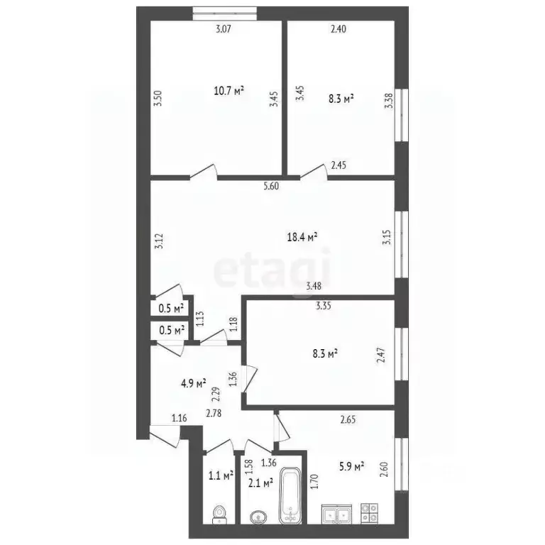 4-к кв. Башкортостан, Стерлитамак Волочаевская ул., 20 (60.7 м) - Фото 2