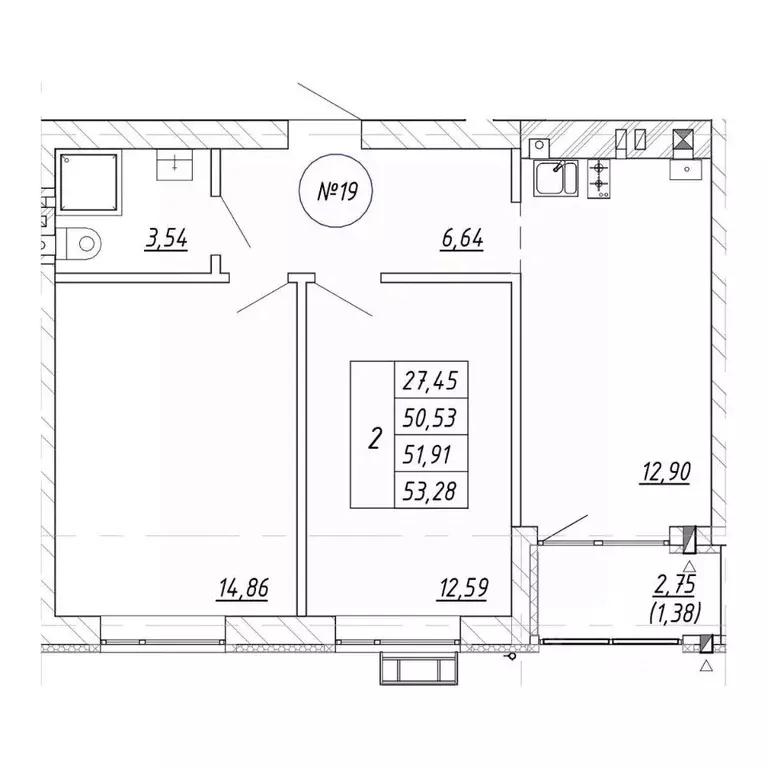 2-к кв. Калининградская область, Зеленоградск  (51.91 м) - Фото 1