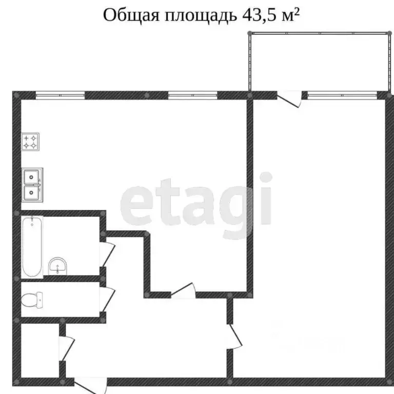 2-к кв. Тюменская область, Тобольск 4-й мкр, 11А (44.4 м) - Фото 2