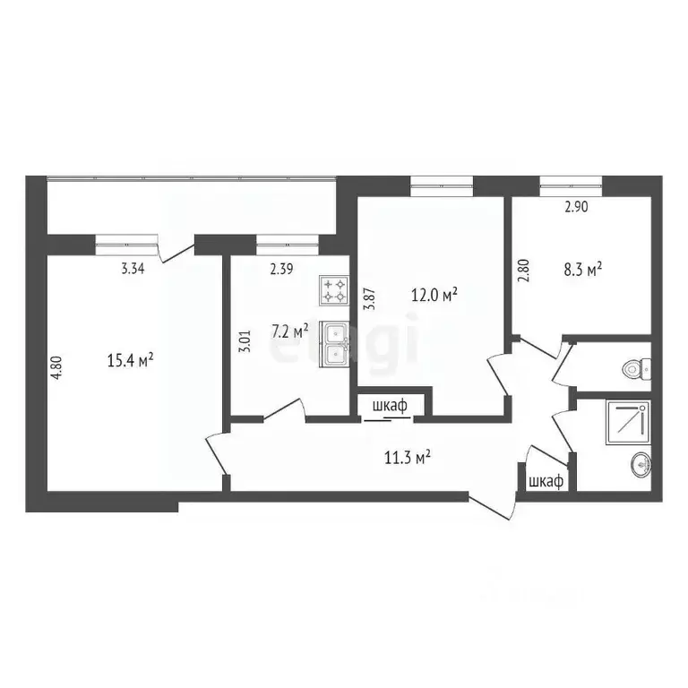 3-к кв. Крым, Кировский район, Первомайское с/пос, с. Первомайское ул. ... - Фото 2