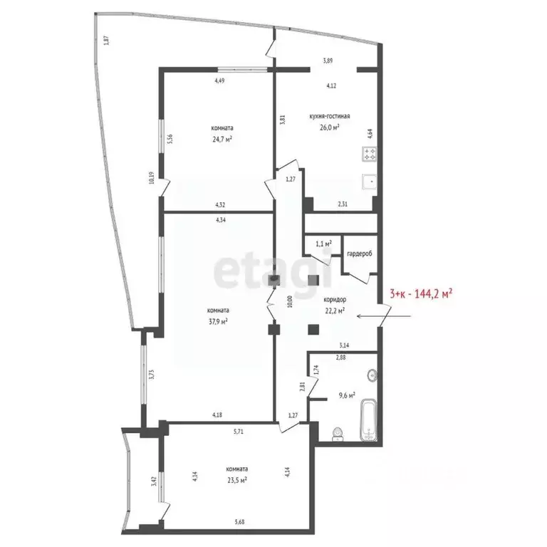 3-к кв. Свердловская область, Екатеринбург ул. Хохрякова, 74 (144.2 м) - Фото 2