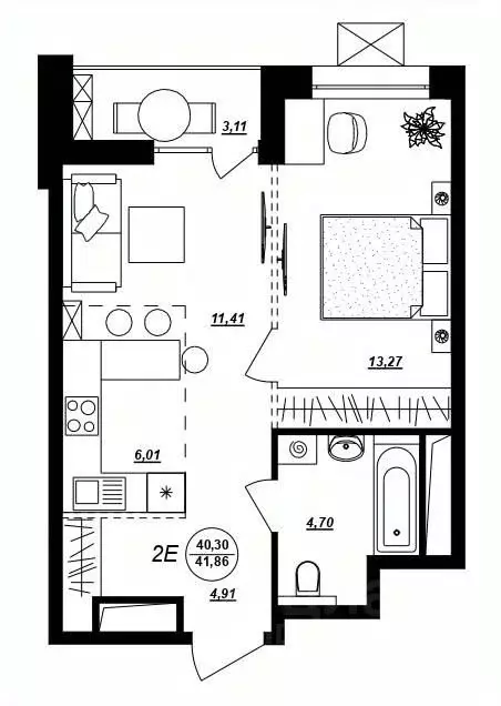 2-к кв. Хабаровский край, Хабаровск ул. Демьяна Бедного (41.86 м) - Фото 1