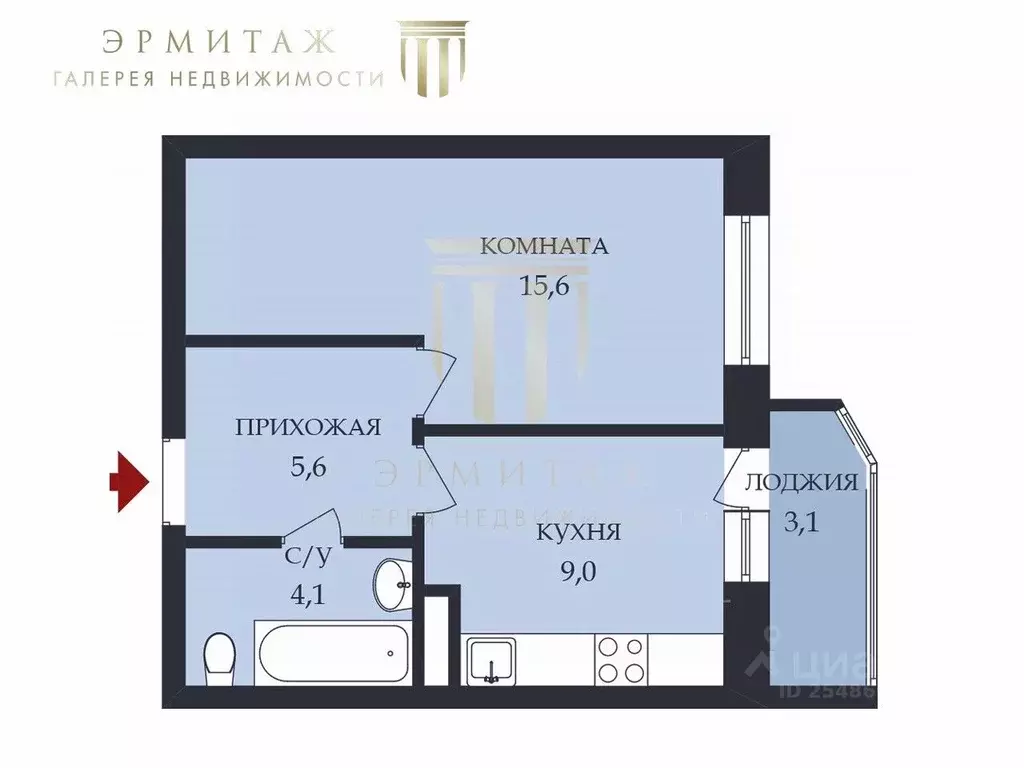 1-к кв. Санкт-Петербург просп. Королева, 43К1 (34.3 м) - Фото 2
