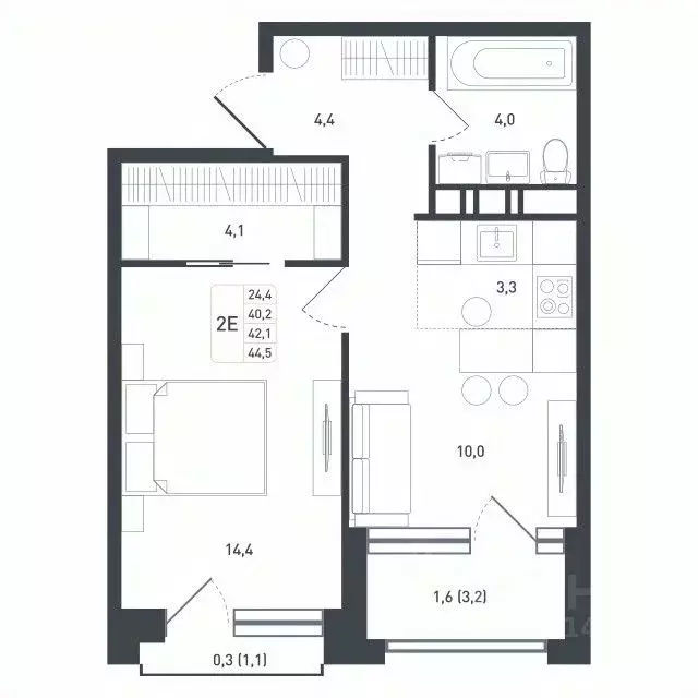 2-к кв. Московская область, Подольск городской округ, д. Борисовка ... - Фото 1