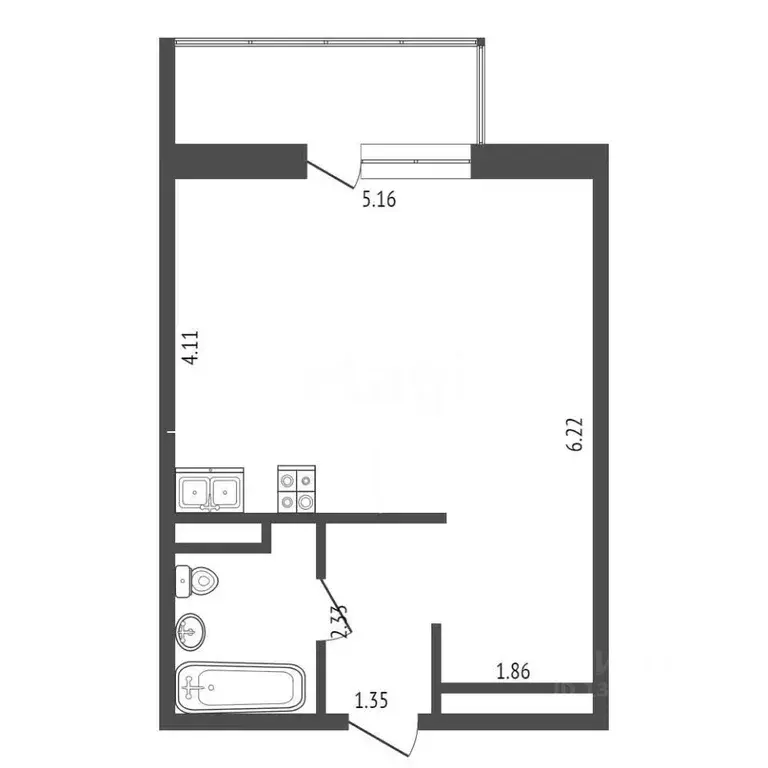 1-к кв. Тюменская область, Тюмень ул. Тимофея Чаркова, 79к2 (32.3 м) - Фото 1