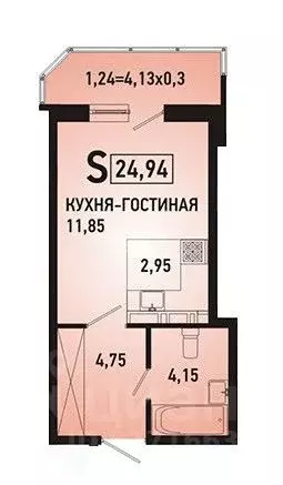 Студия Краснодарский край, Краснодар ул. Им. Героя Сарабеева В.И., 5к3 ... - Фото 2