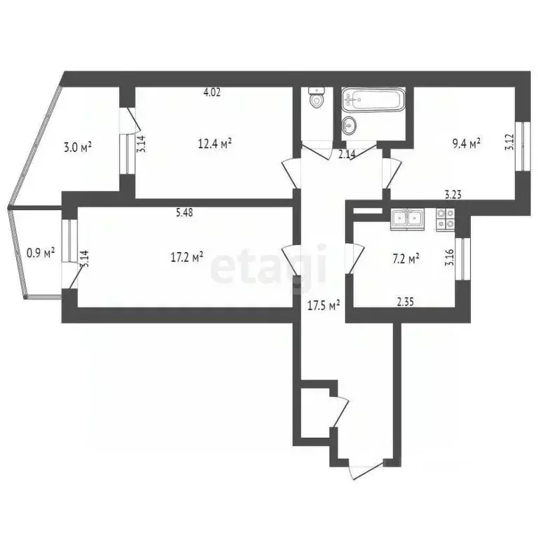 3-к кв. Крым, Симферополь ул. Куйбышева (67.5 м) - Фото 2