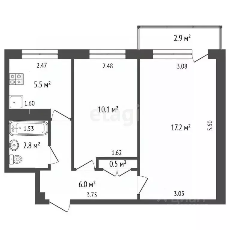2-к кв. Самарская область, Самара ул. Советской Армии, 153 (43.0 м) - Фото 1