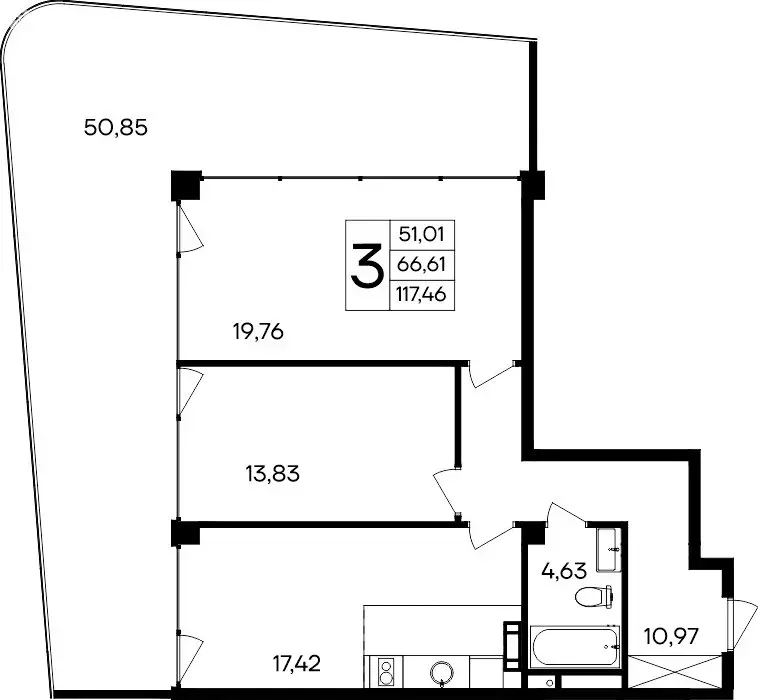 3-комнатная квартира: Прибрежное, Симферопольское шоссе, 177 (117.46 ... - Фото 1