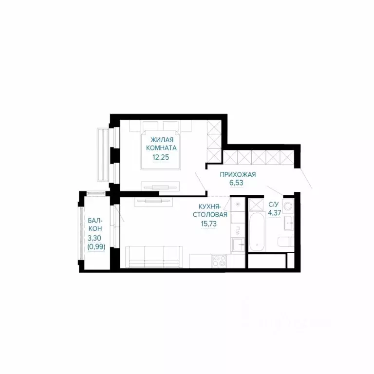 1-к кв. Свердловская область, Екатеринбург Эльмаш жилрайон, Доминанта ... - Фото 1
