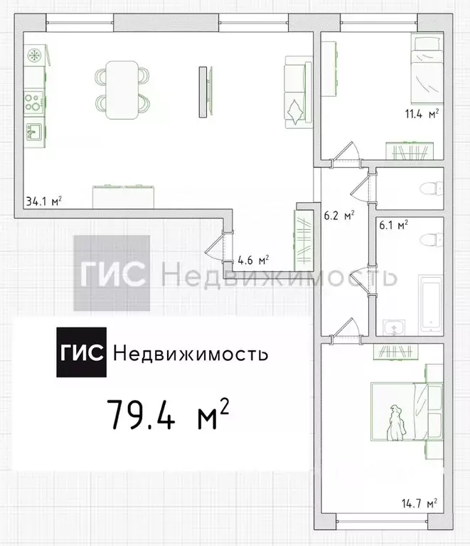 3-к кв. Новосибирская область, Новосибирск ул. Владимира Заровного, 38 ... - Фото 1