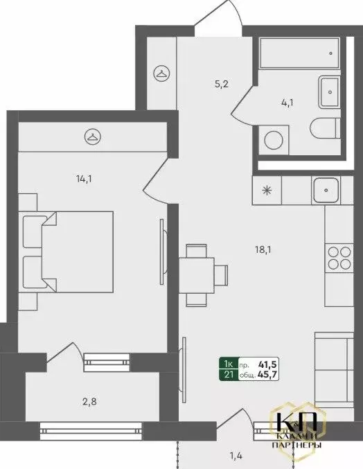 1-комнатная квартира: Екатеринбург, жилой комплекс Совушки (45.7 м) - Фото 1
