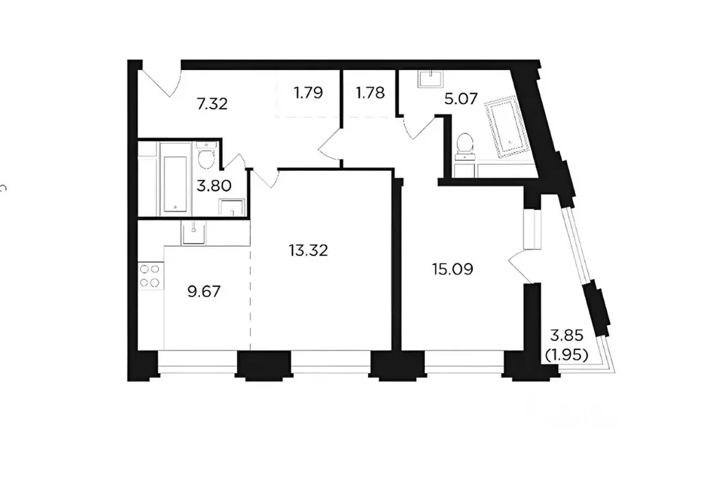 2-к кв. Москва пер. 2-й Петра Алексеева, 5 (60.0 м) - Фото 2