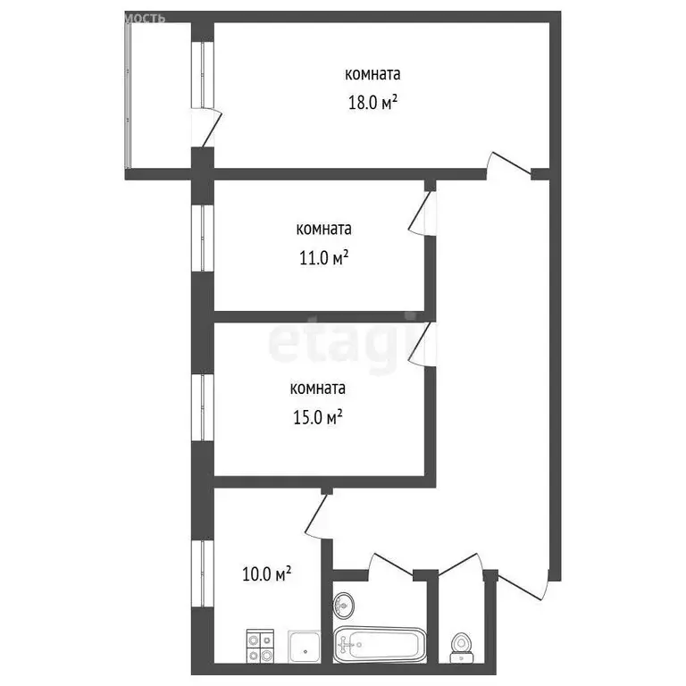 3-комнатная квартира: Москва, Гурьевский проезд, 11к1 (75 м) - Фото 0