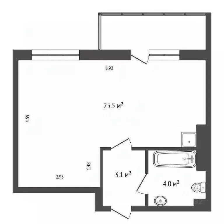 Студия Красноярский край, Красноярск ул. Любы Шевцовой, 84 (33.7 м) - Фото 2