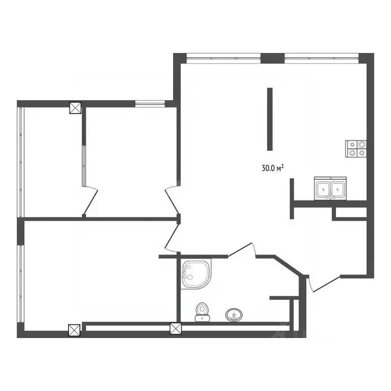 3-к кв. Омская область, Омск Кемеровская ул., 8А (79.9 м) - Фото 2
