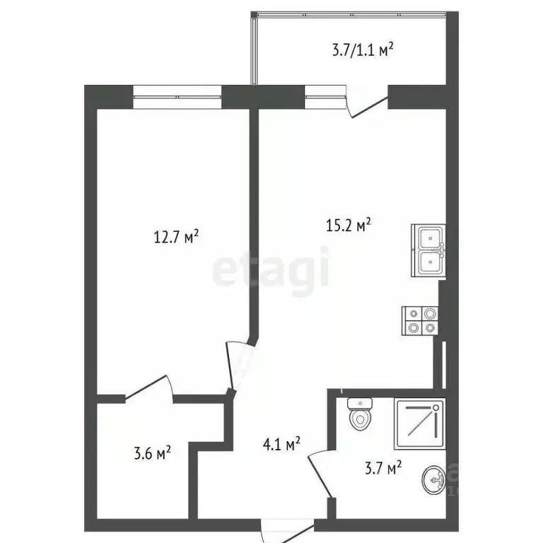 1-к кв. Калининградская область, Калининград Стекольная ул., 39 (43.0 ... - Фото 2