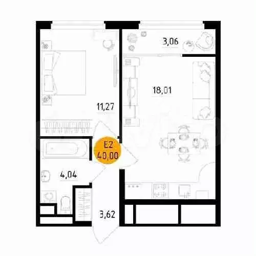 2-к. квартира, 40 м, 11/25 эт. - Фото 0