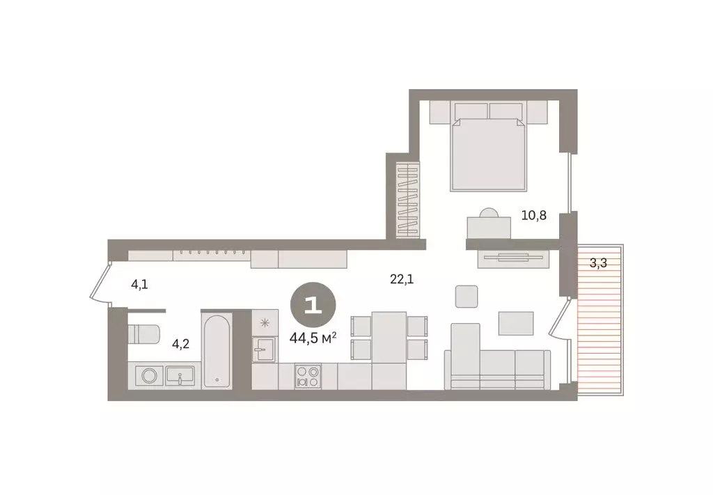 1-комнатная квартира: Екатеринбург, жилой район Эльмаш, Механический ... - Фото 1