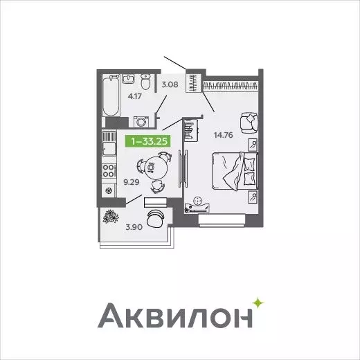1-комнатная квартира: Северодвинск, проспект Труда, 74к2 (33.25 м) - Фото 0