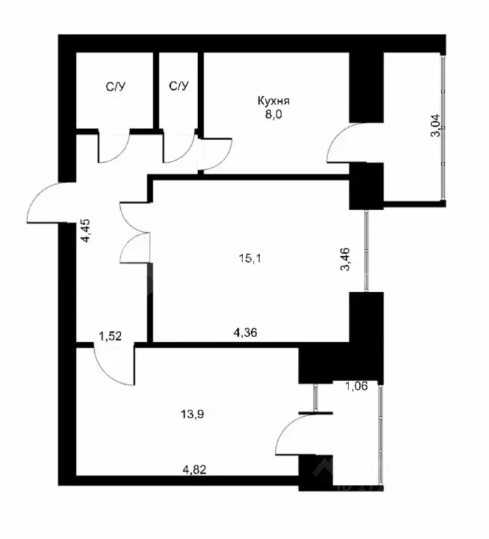 2-к кв. Тюменская область, Тюмень ул. Пермякова, 74 (65.6 м) - Фото 2