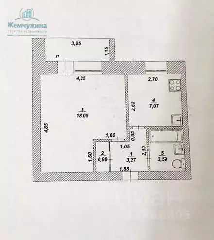 1-к кв. Ульяновская область, Димитровград Братская ул., 51 (33.0 м) - Фото 1
