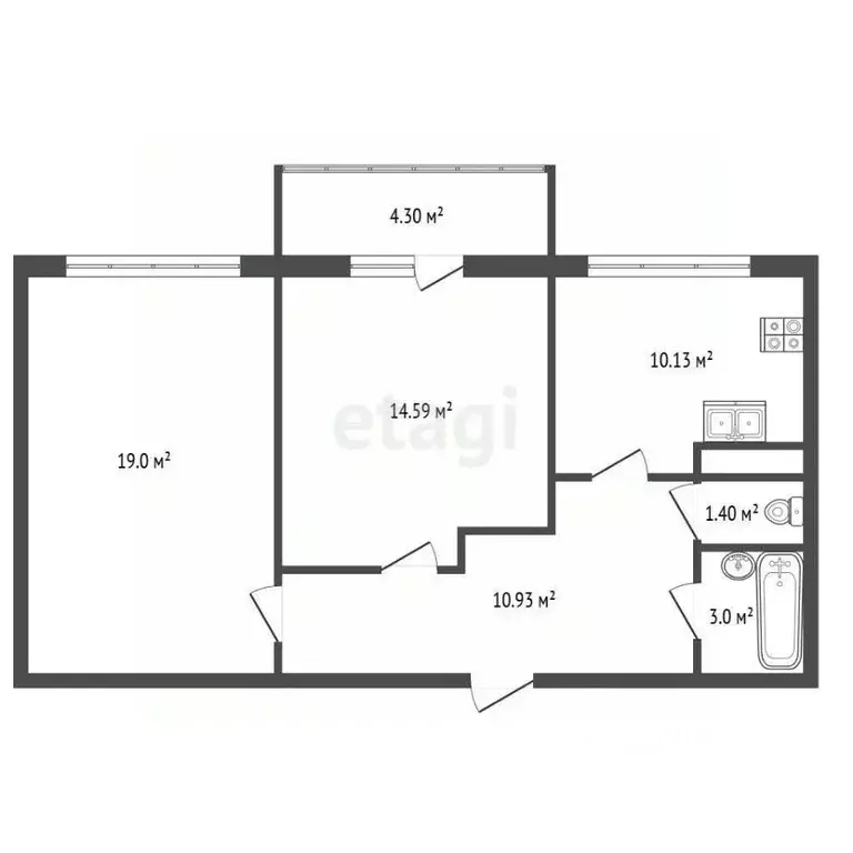 2-к кв. Санкт-Петербург Петергофское ш., 45 (58.9 м) - Фото 2