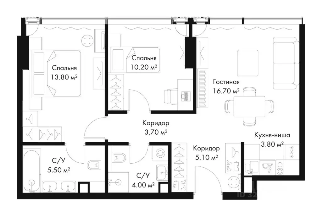 2-к кв. Москва Северный ао, Беговой р-н, Слава жилой комплекс (62.8 м) - Фото 2