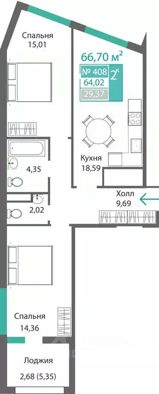 2-к кв. Крым, Симферополь Крымская роза мкр,  (66.7 м) - Фото 0
