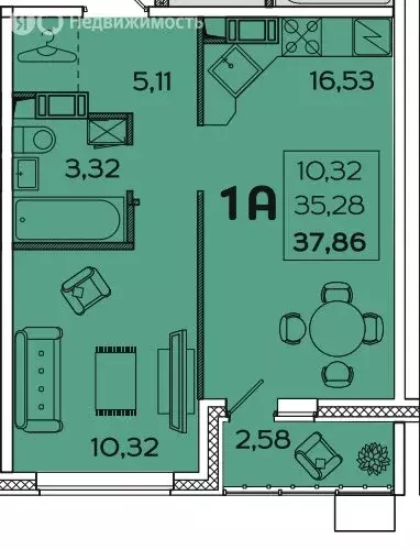 1-комнатная квартира: Пенза, улица Баталина, 31 (37.9 м) - Фото 0