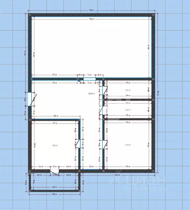 3-к кв. Татарстан, Казань ул. Академика Глушко, 33 (65.2 м) - Фото 2