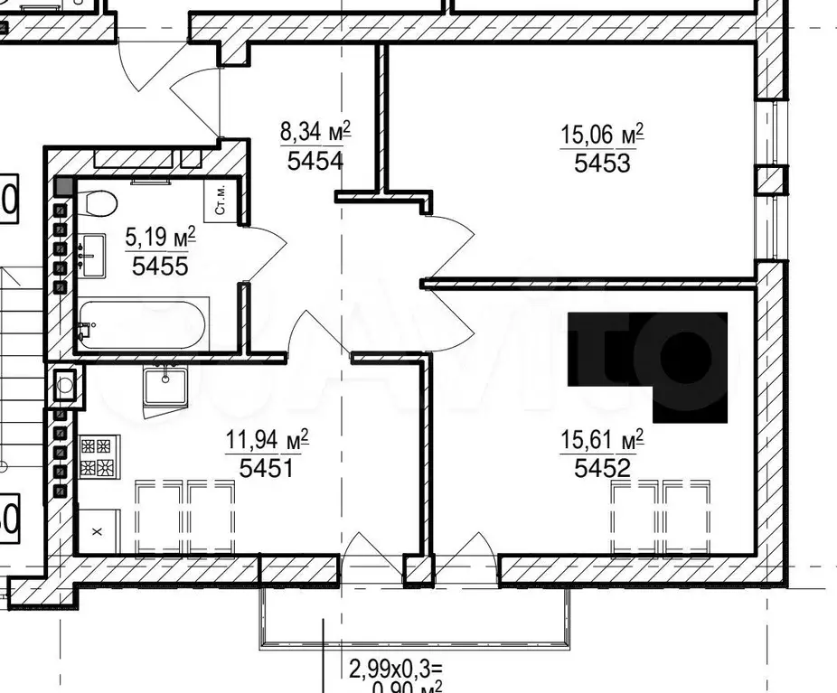 2-к. квартира, 51,4 м, 5/5 эт. - Фото 1