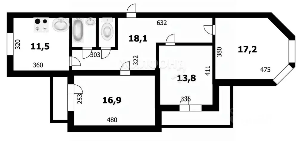 3-к кв. Новосибирская область, Новосибирск Выборная ул., 139 (82.6 м) - Фото 0