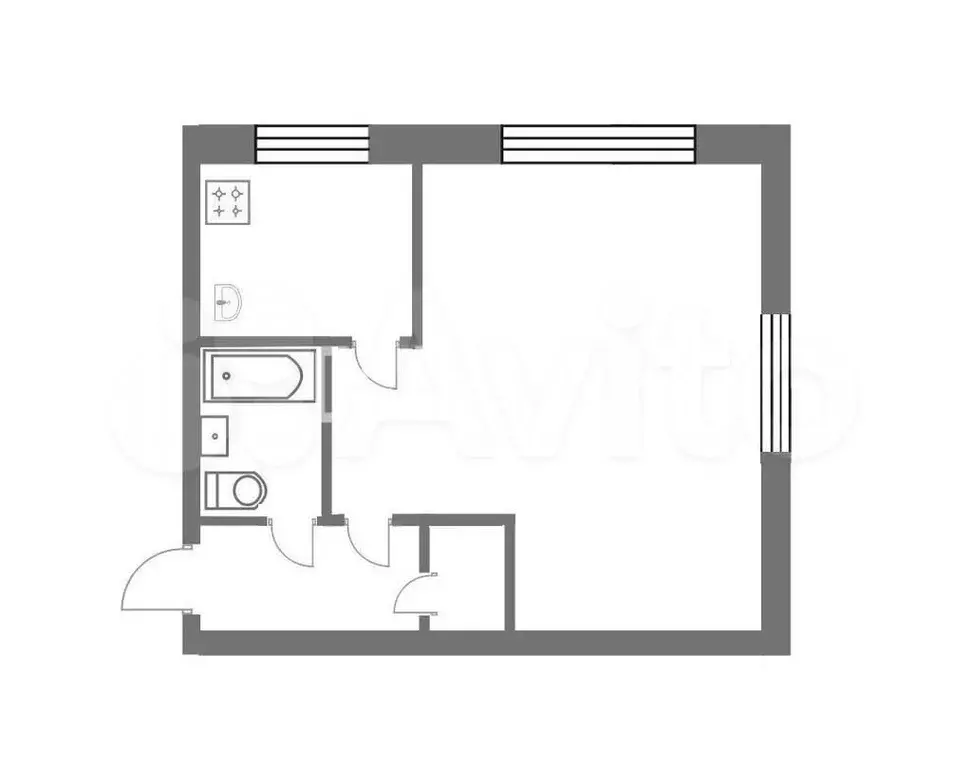1-к. квартира, 30 м, 4/5 эт. - Фото 0