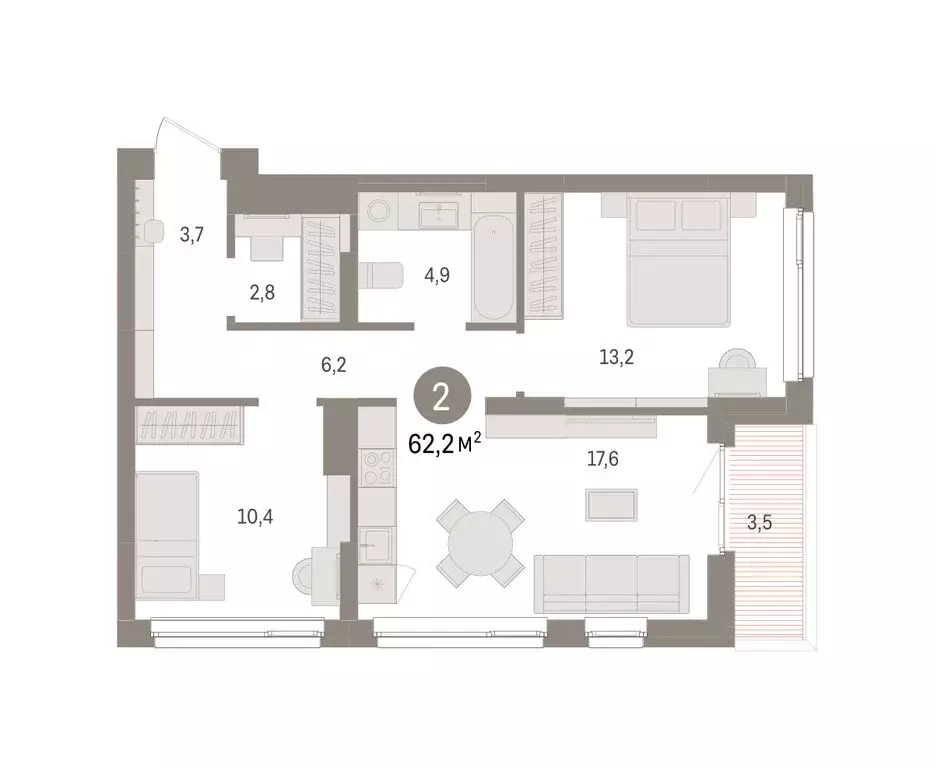 2-комнатная квартира: Челябинская область, Сосновский муниципальный ... - Фото 2