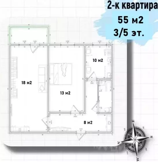 2-к кв. Ленинградская область, Гатчинский район, пос. Новый Свет 33 ... - Фото 1