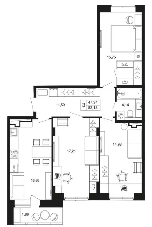 3-комнатная квартира: Апрелевка, жилой комплекс Времена Года, к12 ... - Фото 1