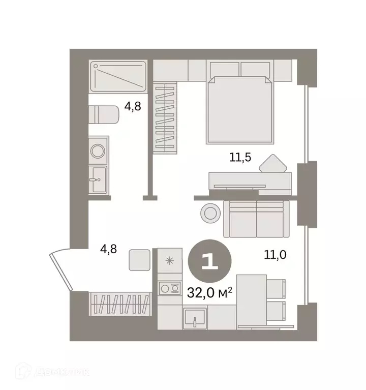 Продаётся 1-к квартира, 32.01 м - Фото 0