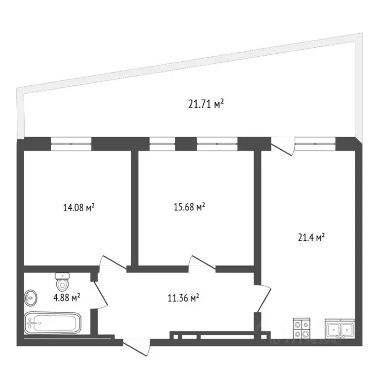 2-к кв. Тюменская область, Тюмень ул. Николая Машарова, 8 (68.0 м) - Фото 2