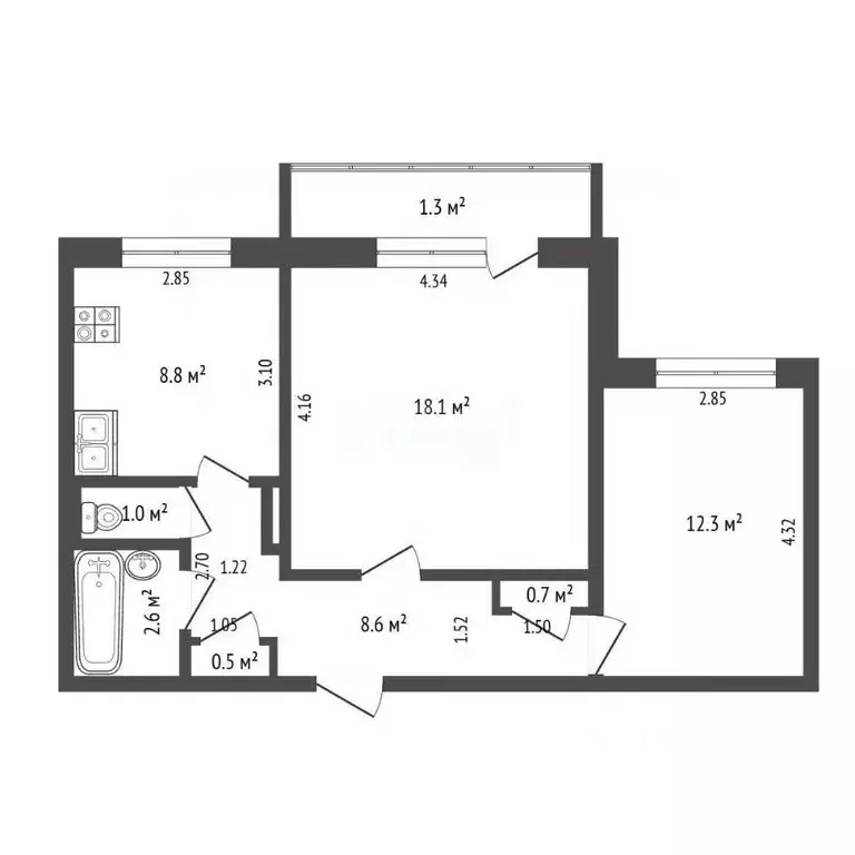 2-к кв. Забайкальский край, Чита 6-й мкр, 1 (52.6 м) - Фото 2