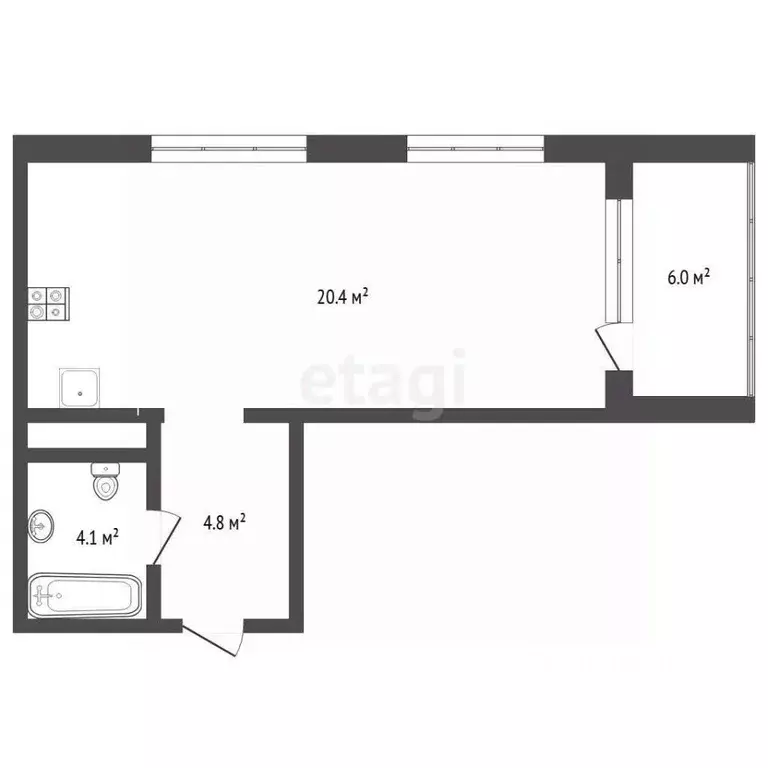 Студия Тюменская область, Тюмень ул. Виктора Тимофеева, 10 (32.0 м) - Фото 1