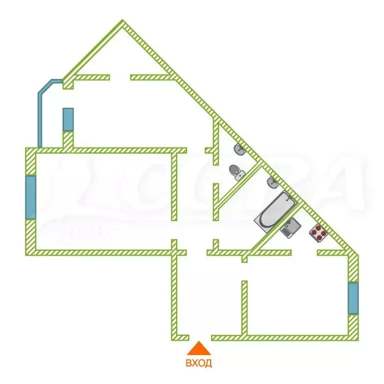 2-комнатная квартира: Тюмень, улица Николая Семёнова, 21 (82.9 м) - Фото 1