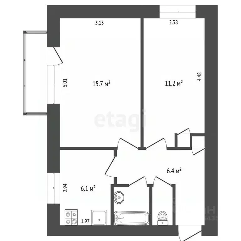 2-к кв. Московская область, Химки ул. Ватутина, 13 (45.0 м) - Фото 2