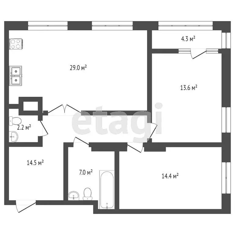2-комнатная квартира: Тюмень, улица Мельникайте, 32к1 (80.8 м) - Фото 1