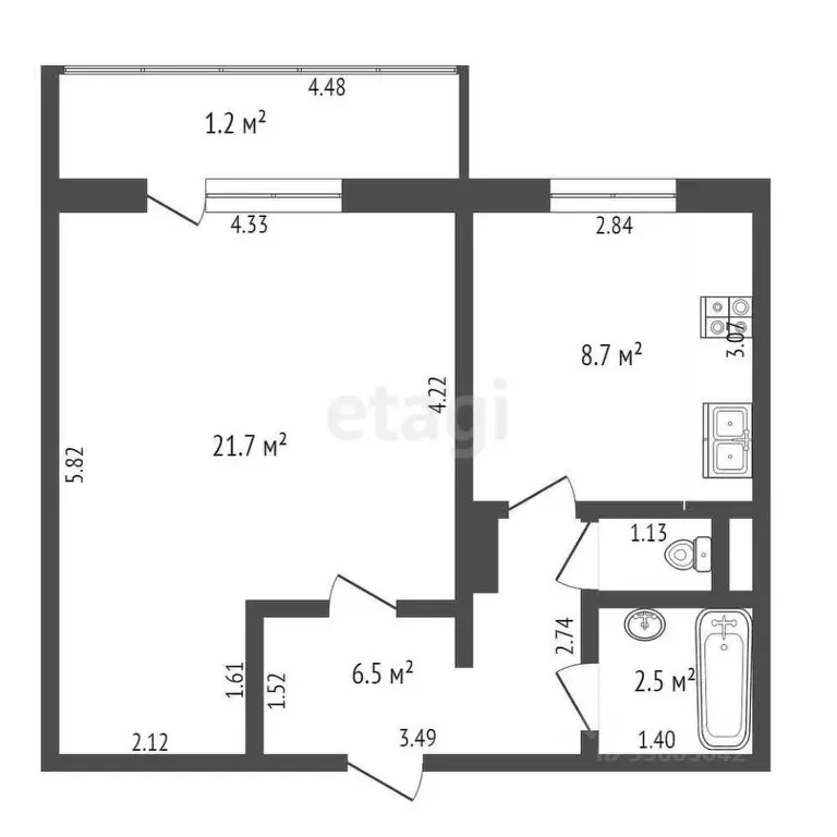 1-к кв. Забайкальский край, Чита ул. Ярославского, 62 (41.7 м) - Фото 1