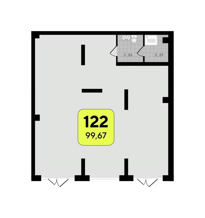 Студия Тюменская область, Тюмень  (99.67 м) - Фото 1