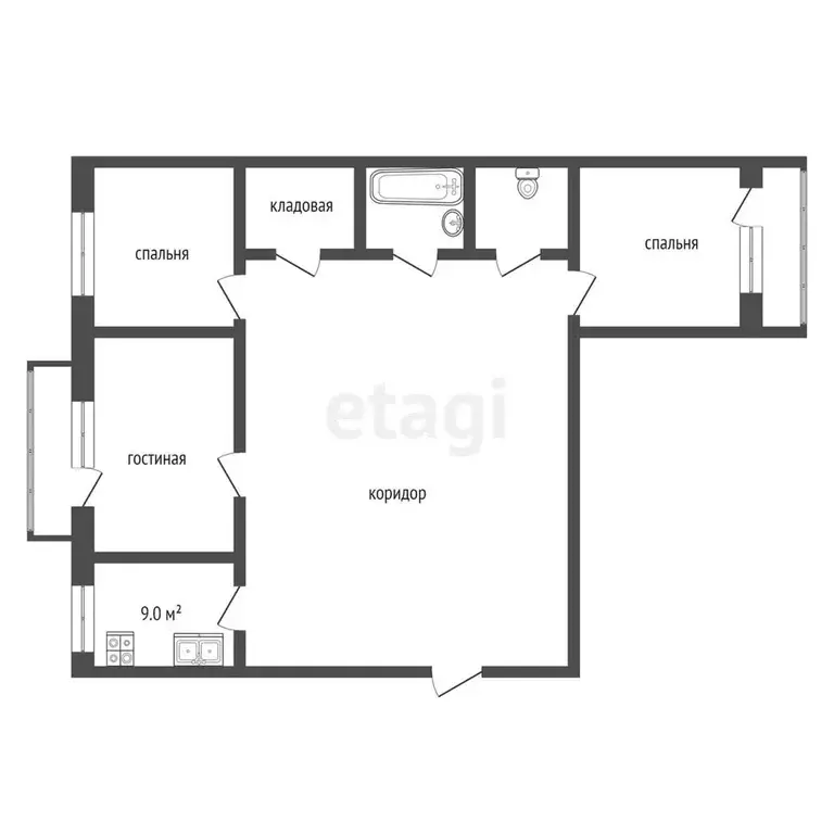 Квартира, 3 комнаты, 65.8 м - Фото 0