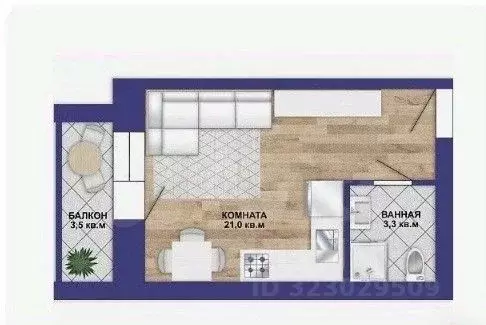 Студия Тюменская область, Тюмень Мелиораторов мкр, ул. Голышева, 2к1 ... - Фото 2