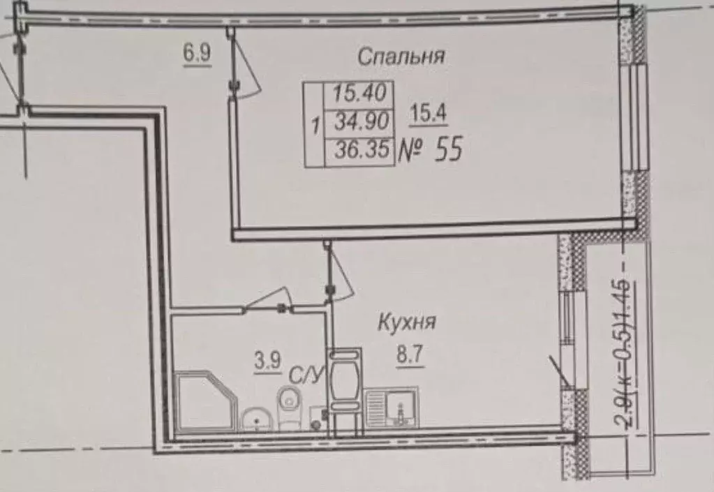 Квартира, 1 комната, 35 м - Фото 0