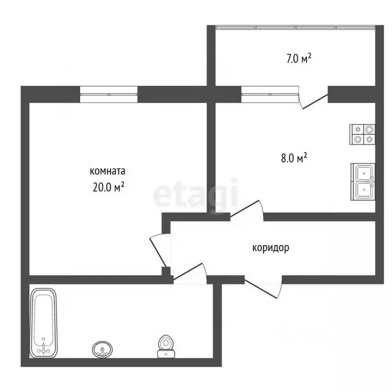 1-к кв. Севастополь ул. Токарева, 18Дк2 (34.3 м) - Фото 2